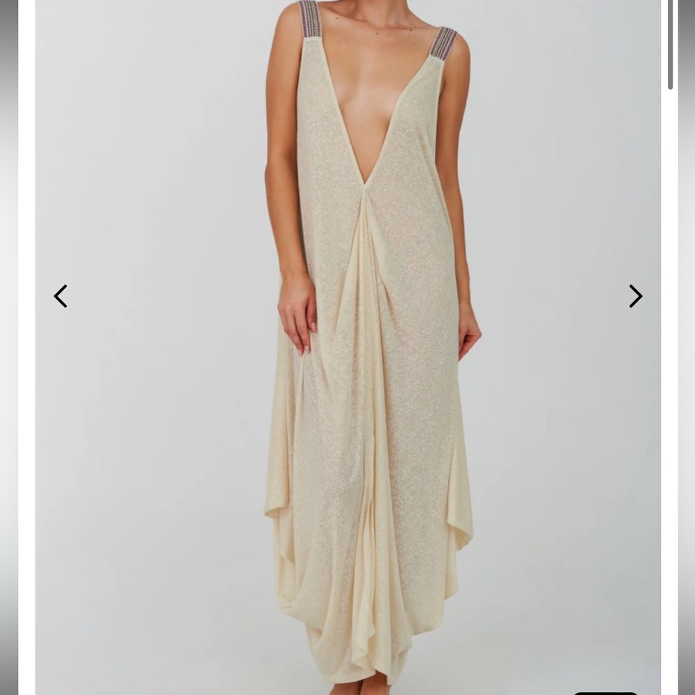Pitusa pítusa Beige Tan Ecru Hera Draped Maxi Dress